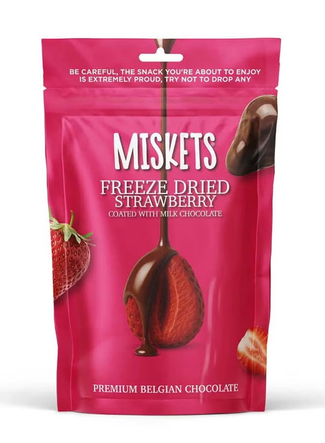 Miskets Belgian Milk Chocolate Coated Freeze Dried Strawberry, 80 gr